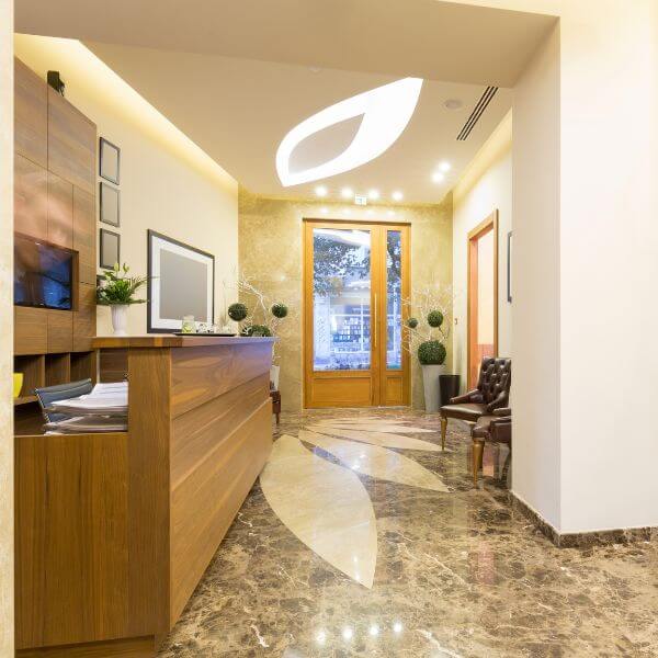 Polished epoxy flooring for reception area installed by Epoxy Flooring Guys Sydney for a clean, modern finish.