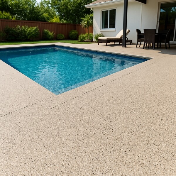 Non slip pool surround epoxy flooring in Sydney designed for safe, weather resistant performance by Epoxy Flooring Guys Sydney.