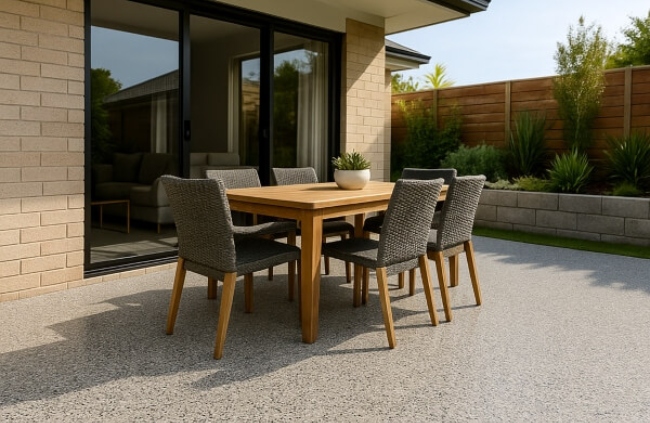 Outdoor patio epoxy flooring designed for weather resistance and slip free safety by Epoxy Flooring Guys Sydney